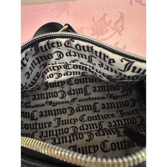 Juicy Couture Black Barrel Bag Crossbody Purse Gold Chain Embellished - Picture 5 of 8